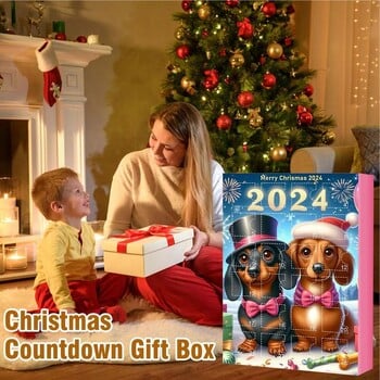 Χριστουγεννιάτικο Dachshund Advent Calendar 24 Days Of Christmas Συλλεκτικό αστείο σετ σκυλιών Ημερολόγιο αντίστροφης μέτρησης 2D Επίπεδο ακρυλικό σκυλί