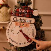 2024 m. naujas medinis sniego senelis, Kalėdų senelio raštas, pakabinamas ant sienos, atgalinio skaičiavimo ornamentas Kalėdų advento kalendorius, skirtas Kalėdų vakarėlio priekinėms durims