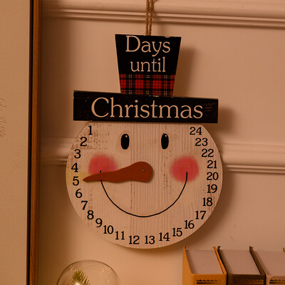 2024 m. naujas medinis sniego senelis, Kalėdų senelio raštas, pakabinamas ant sienos, atgalinio skaičiavimo ornamentas Kalėdų advento kalendorius, skirtas Kalėdų vakarėlio priekinėms durims