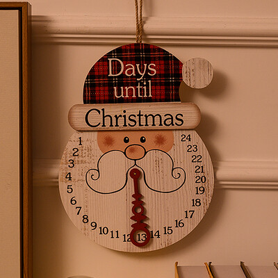 2024 m. naujas medinis sniego senelis, Kalėdų senelio raštas, pakabinamas ant sienos, atgalinio skaičiavimo ornamentas Kalėdų advento kalendorius, skirtas Kalėdų vakarėlio priekinėms durims