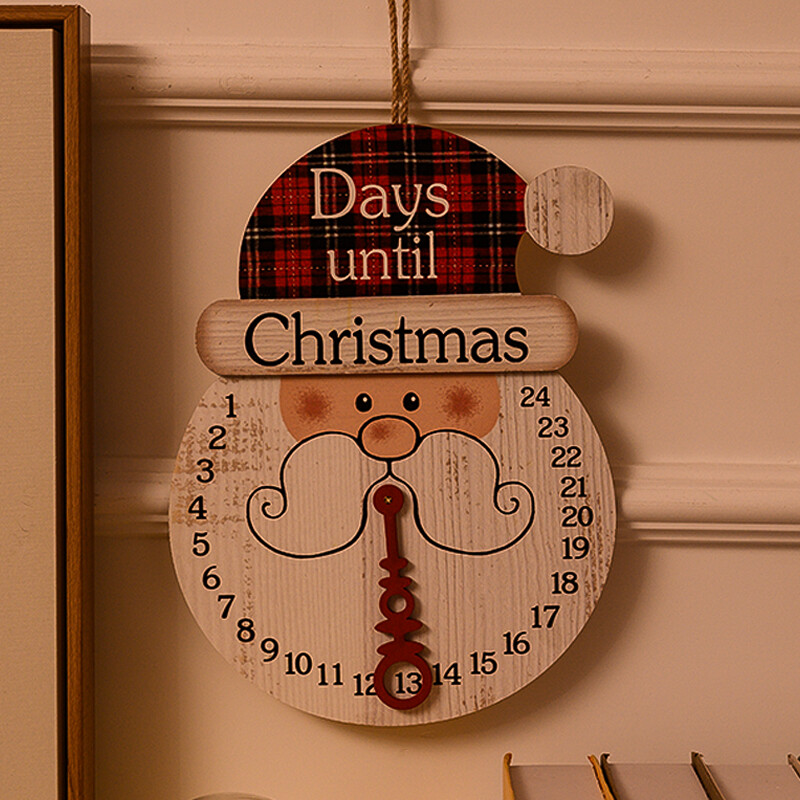 2024 m. naujas medinis sniego senelis, Kalėdų senelio raštas, pakabinamas ant sienos, atgalinio skaičiavimo ornamentas Kalėdų advento kalendorius, skirtas Kalėdų vakarėlio priekinėms durims