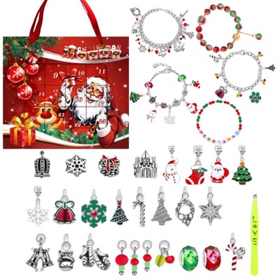Βραχιόλι Advent Calendar 2024 Advent Calendar Κιτ κατασκευής βραχιολιών Χριστουγεννιάτικα κοσμήματα Κιτ κατασκευής 24 ημερών Ημερολόγιο αντίστροφης μέτρησης για