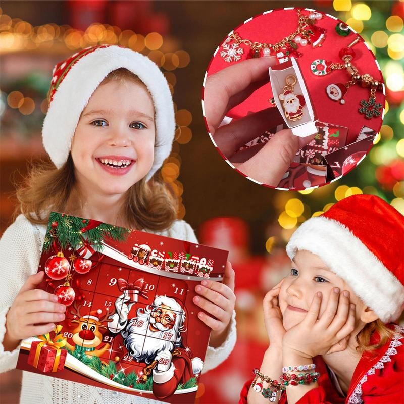 Βραχιόλι Advent Calendar 2024 Advent Calendar Κιτ κατασκευής βραχιολιών Χριστουγεννιάτικα κοσμήματα Κιτ κατασκευής 24 ημερών Ημερολόγιο αντίστροφης μέτρησης για