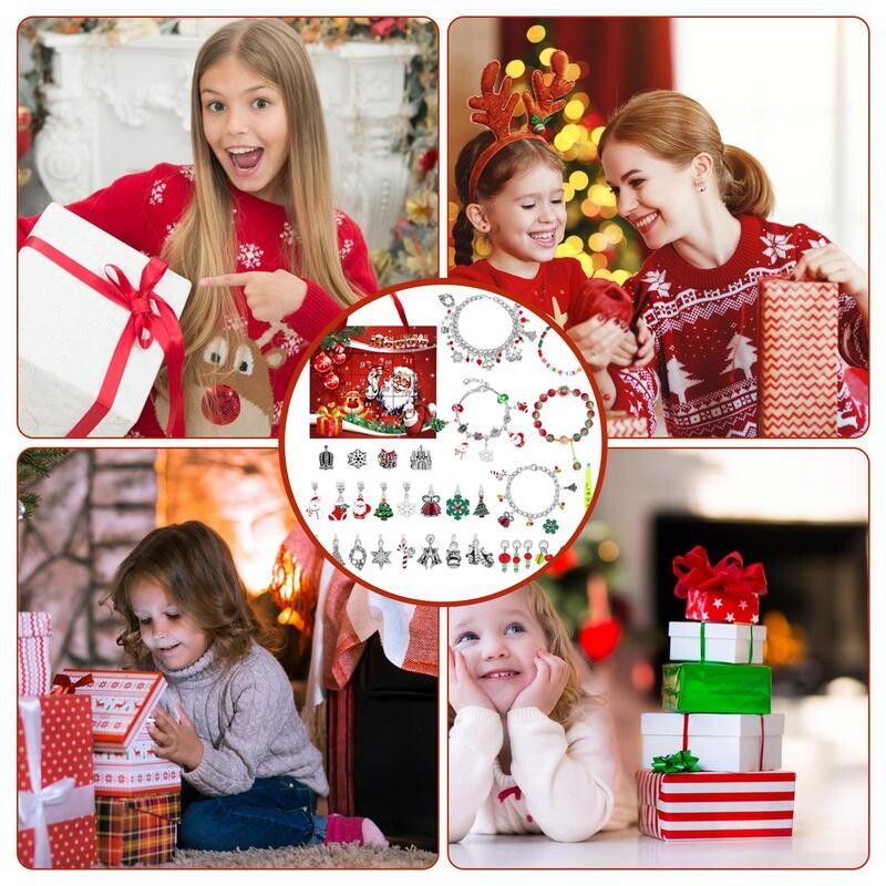 Βραχιόλι Advent Calendar 2024 Advent Calendar Κιτ κατασκευής βραχιολιών Χριστουγεννιάτικα κοσμήματα Κιτ κατασκευής 24 ημερών Ημερολόγιο αντίστροφης μέτρησης για