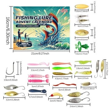 2024 Advent Calendar Fishing Christmas Countdown 24 Days,Fishing Advent Calendar Christmas,Fishing Lures Set for Angers