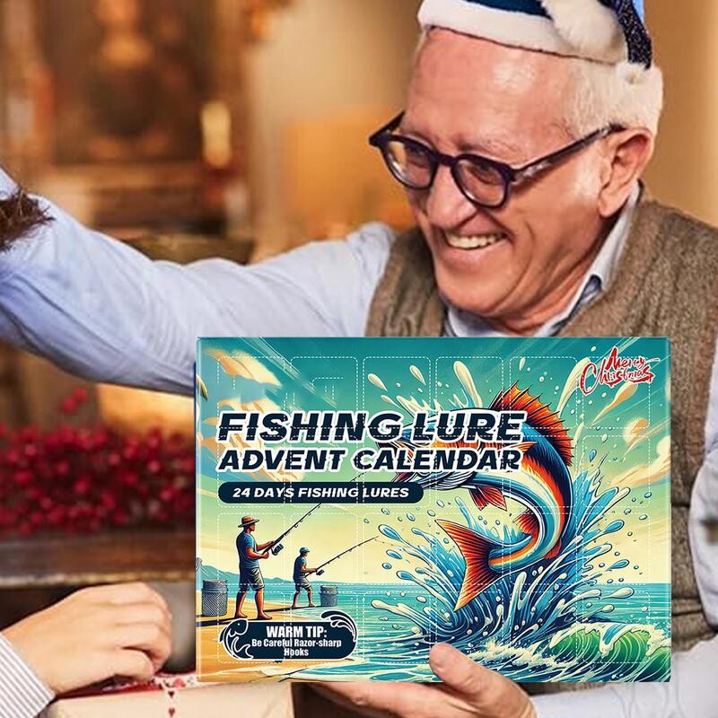 2024. gada Adventes kalendārs Makšķerēšanas Ziemassvētku atpakaļskaitīšana 24 dienas, Adventes makšķerēšanas kalendārs Ziemassvētki, Makšķerēšanas mānekļu komplekts makšķerniekiem
