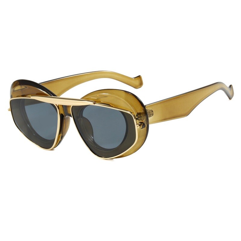 JAUNAS Punk Ovālas saulesbrilles 2000. gadu sievietēm vīriešiem Y2K hip-hop luksusa zīmola kvadrātveida saulesbrilles UV400 unisex toņu brilles