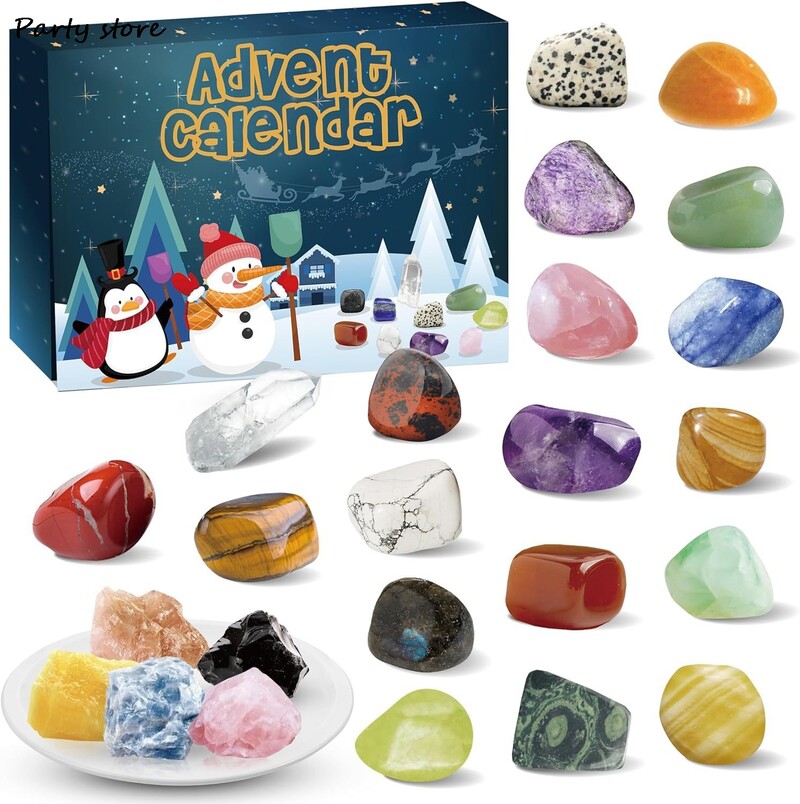 Calendar de numărătoare inversă Ornamente de Crăciun 2024 Calendar de numărătoare inversă de Advent Pentru Copii Cadou 24 de zile Energy Stone Decor de Crăciun