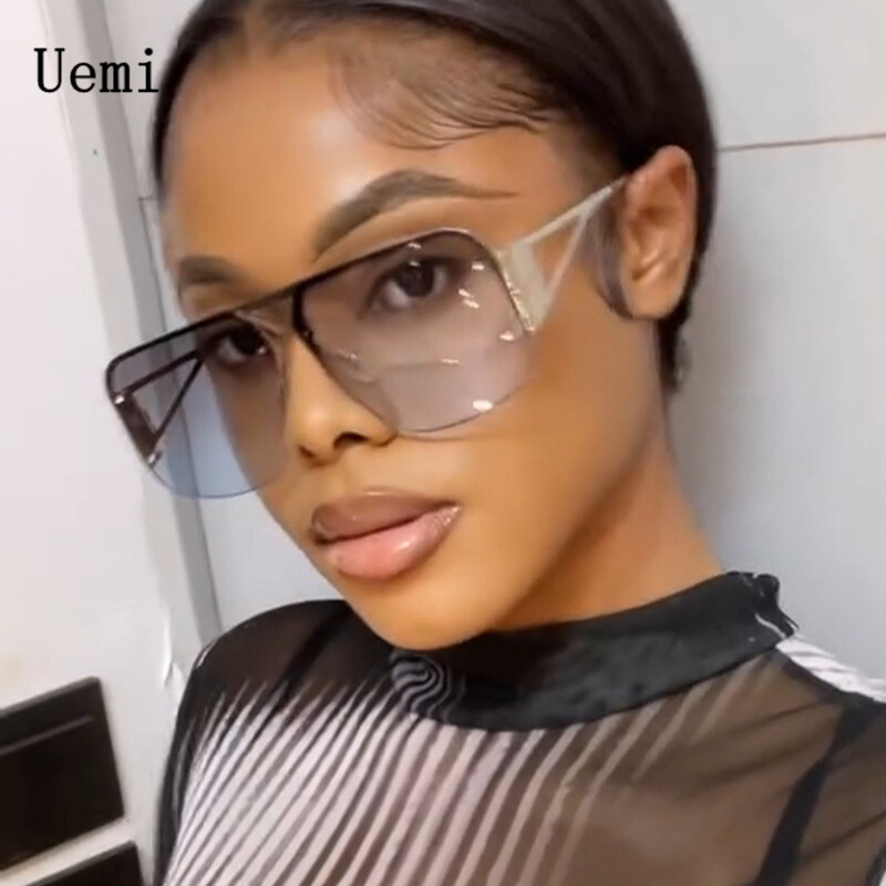 Uemi Fashion Ρετρό τετράγωνα γυναικεία γυαλιά ηλίου Vintage μεταλλικό σκελετό Pilot Men Luxury Clear Lens Trending Shades Γυαλιά ηλίου UV400