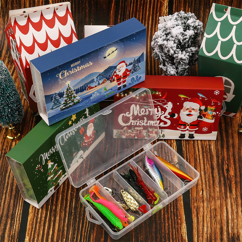 Žvejybos Advento kalendorius 2024 m. minkšti masalai Šaukštai Minnow žvejybos masalas Advento kalendorius Kalėdų atgalinio skaičiavimo kalendorius Kalėdų dovanos