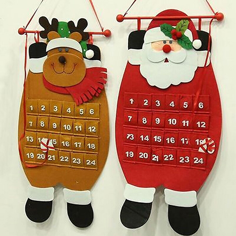 1 buc. Moș Crăciun Oameni de zăpadă Calendar de Advent de Crăciun Decor ușă, perete, fereastră, agățat, consumabile pentru petrecerea de Crăciun, cadou de Crăciun