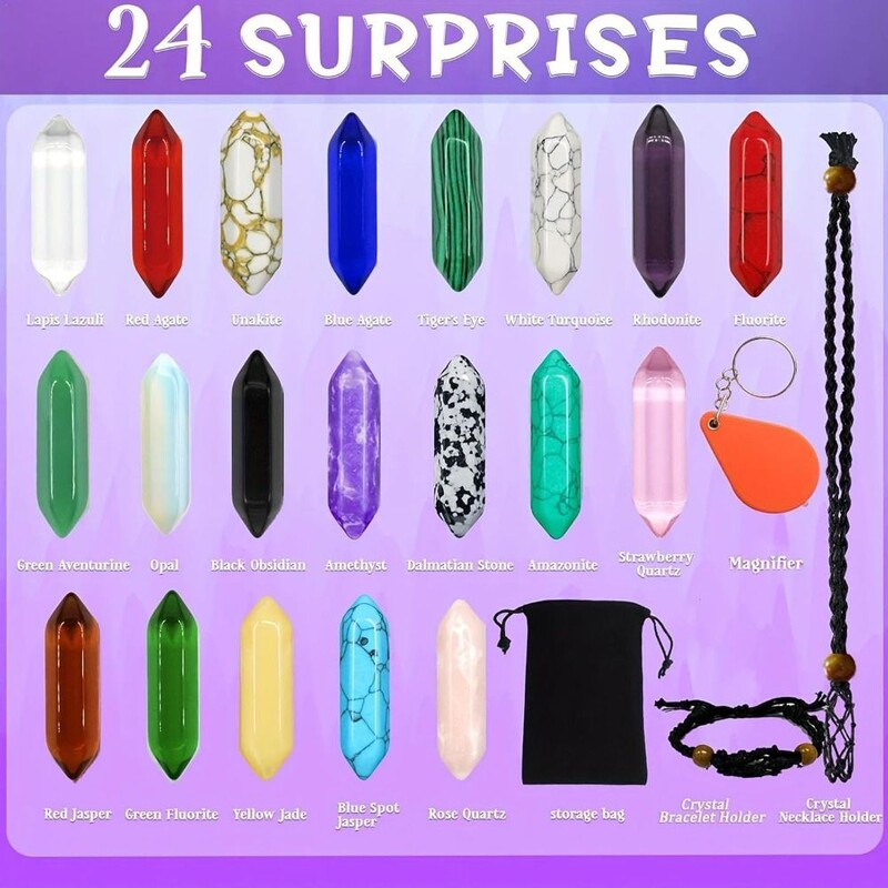 Kalėdų atgalinio skaičiavimo kalendorius Kristalai Advento kalendorius su čakromis Gydomasis akmuo uolos akmenų kolekcionierius Kalėdų Advento kalendorius