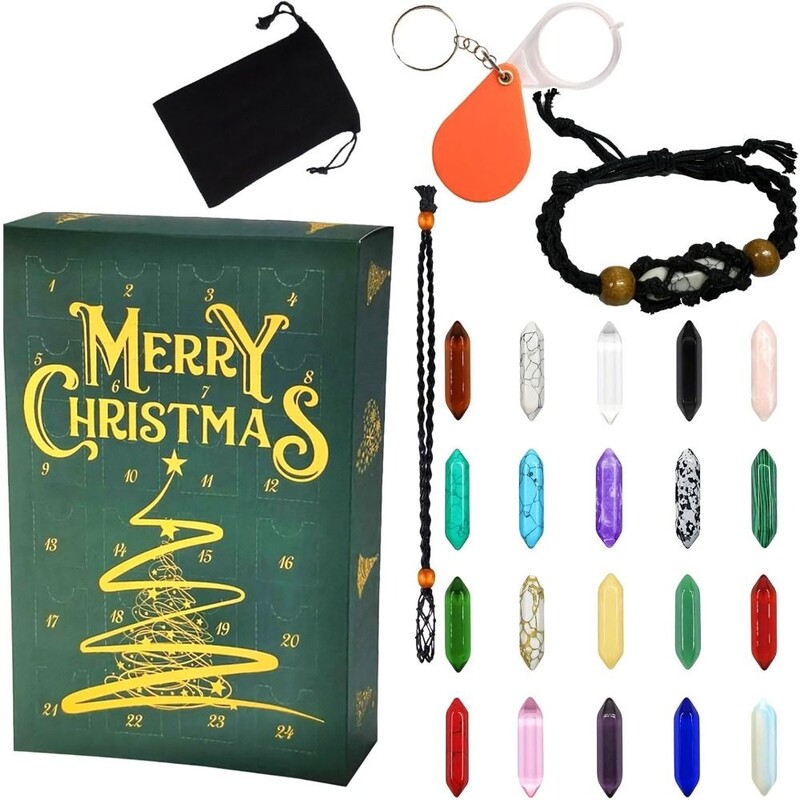 Kalėdų atgalinio skaičiavimo kalendorius Kristalai Advento kalendorius su čakromis Gydomasis akmuo uolos akmenų kolekcionierius Kalėdų Advento kalendorius
