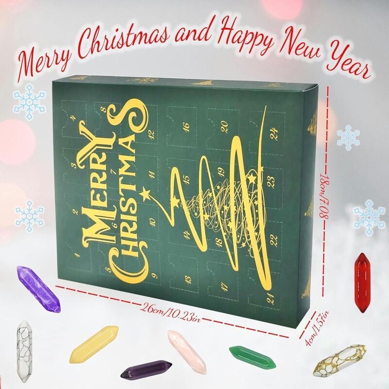 Kalėdų atgalinio skaičiavimo kalendorius Kristalai Advento kalendorius su čakromis Gydomasis akmuo uolos akmenų kolekcionierius Kalėdų Advento kalendorius