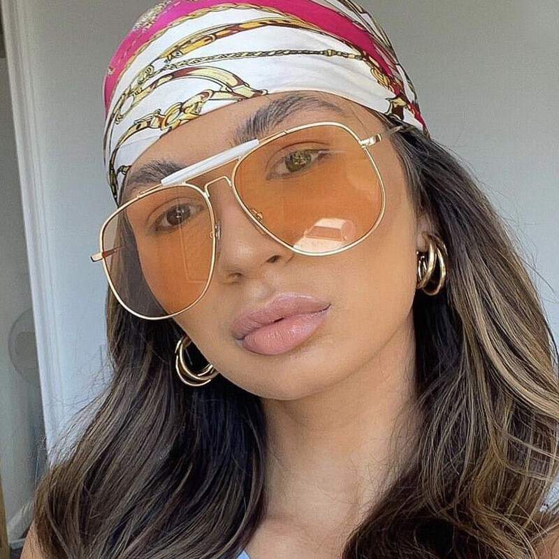 Fashion Pilot Ochelari de soare pentru femei 2024 Designer de lux, cadru metalic supradimensionat, nuanțe pătrate Ochelari pentru femei Trend Retro UV400