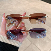 Trendi punk sunčane naočale bez okvira pravokutne sunčane naočale za žene muškarce UV400 sjenila za vožnju modne gradijent naočale bez okvira