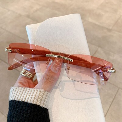 Trendi punk sunčane naočale bez okvira pravokutne sunčane naočale za žene muškarce UV400 sjenila za vožnju modne gradijent naočale bez okvira