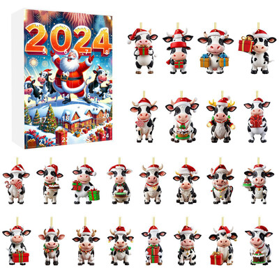 Božićni ukrasi 2024. Blagdanski adventski kalendar Adventski kalendar Kolekcionarski 2D smiješni set životinja Komemorativni kolekcionarski ukrasi