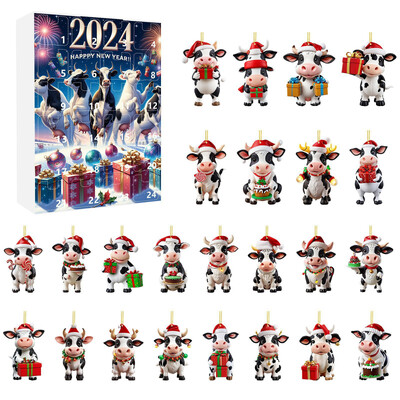Božićni ukrasi 2024. Blagdanski adventski kalendar Adventski kalendar Kolekcionarski 2D smiješni set životinja Komemorativni kolekcionarski ukrasi