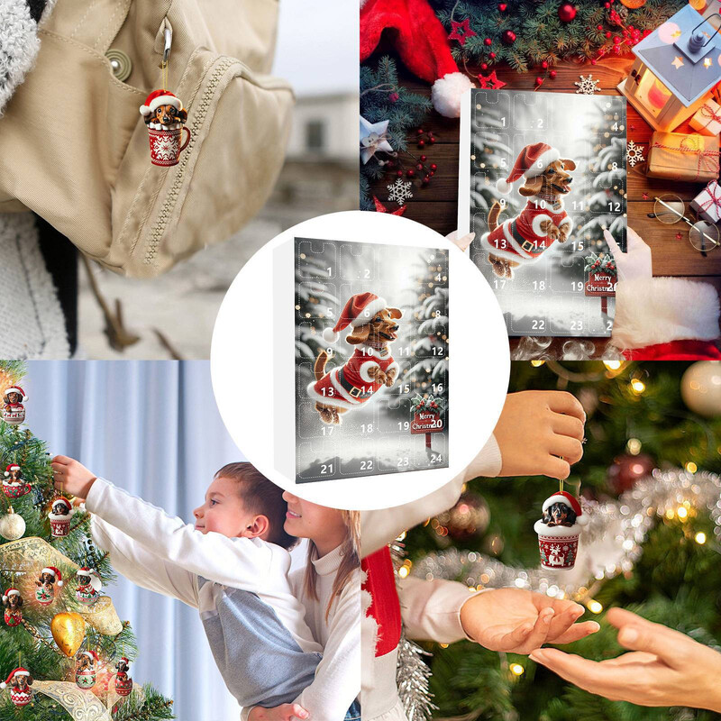 Božićni ukrasi 2024. Blagdanski adventski kalendar Adventski kalendar Kolekcionarski 2D smiješni set životinja Komemorativni kolekcionarski ukrasi