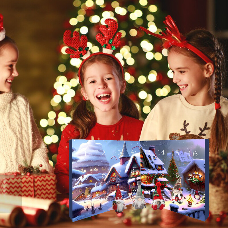 Kalėdų 2024 m. Gnome Advento kalendorius 24 dienų Kalėdų Advento kalendorius su kolekcionuojamomis gnome lėlėmis Kalėdų atgalinio skaičiavimo kalendorius