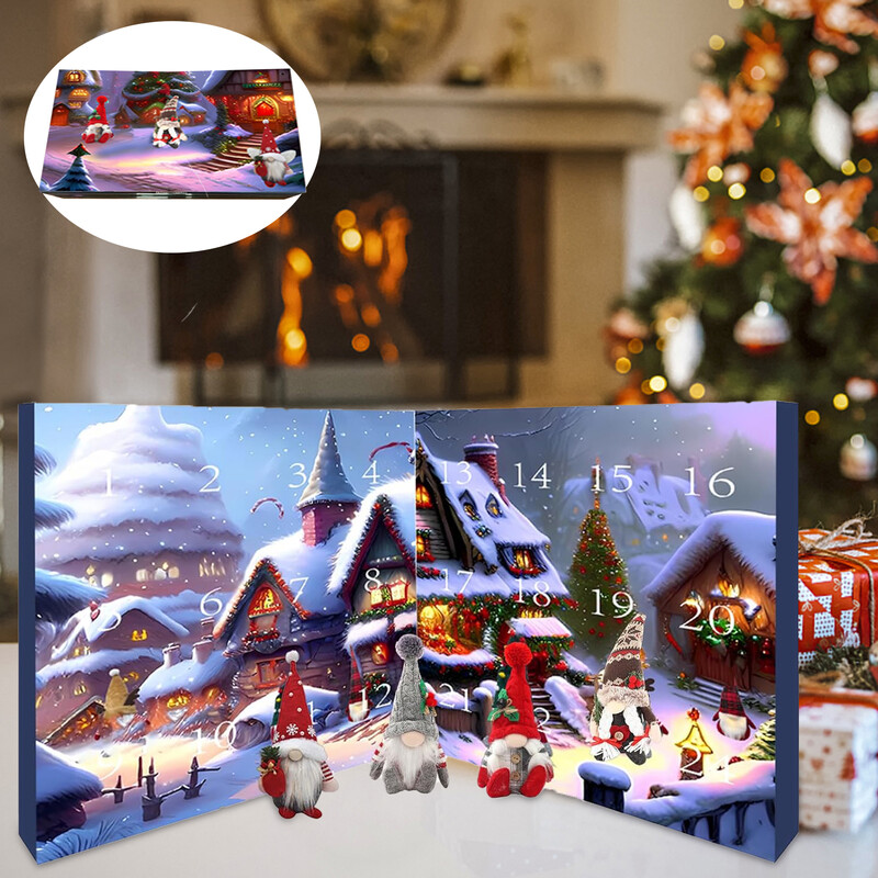 Kalėdų 2024 m. Gnome Advento kalendorius 24 dienų Kalėdų Advento kalendorius su kolekcionuojamomis gnome lėlėmis Kalėdų atgalinio skaičiavimo kalendorius