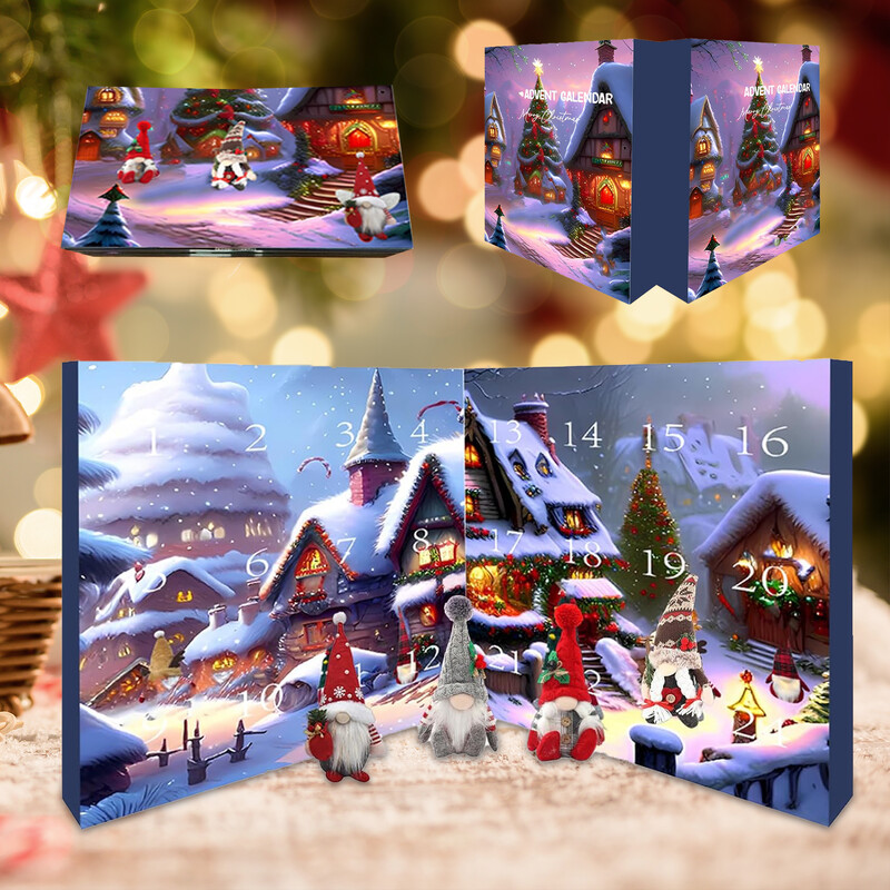 Kalėdų 2024 m. Gnome Advento kalendorius 24 dienų Kalėdų Advento kalendorius su kolekcionuojamomis gnome lėlėmis Kalėdų atgalinio skaičiavimo kalendorius