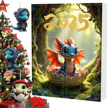 Dragon Christmas Advent Calendar Baby Dragon Countdown Calendar Acrylic 2025 Cute Dragon Pendants Exquisite for Xmas Tree Car