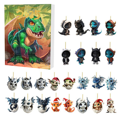 Dragon Christmas Advent Calendar Baby Dragon Countdown Calendar Acrylic 2025 Cute Dragon Pendants Exquisite for Xmas Tree Car