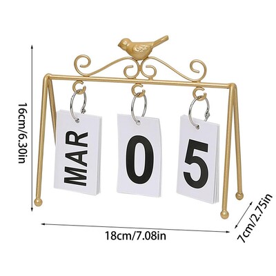 Állandó állandó naptár fém arany asztali naptár Flip Perpetual napi heti havi tervező Vintage otthoni naptár