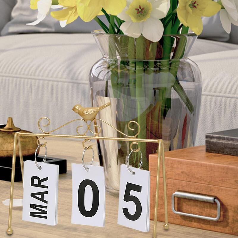 Állandó állandó naptár fém arany asztali naptár Flip Perpetual napi heti havi tervező Vintage otthoni naptár