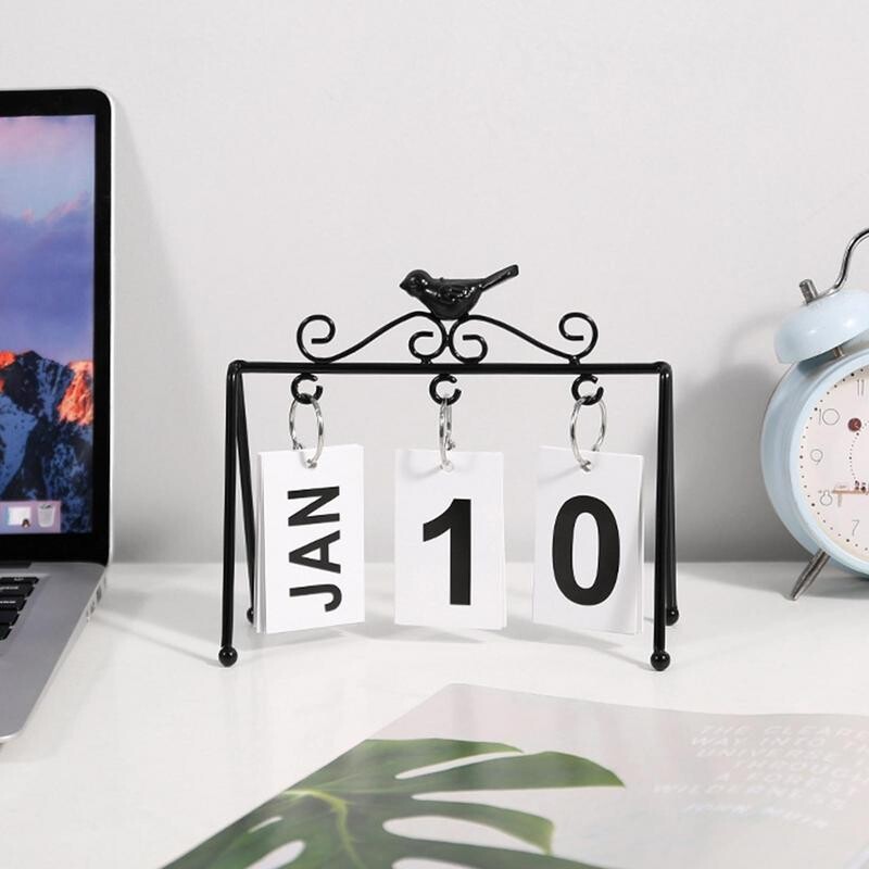 Állandó állandó naptár fém arany asztali naptár Flip Perpetual napi heti havi tervező Vintage otthoni naptár