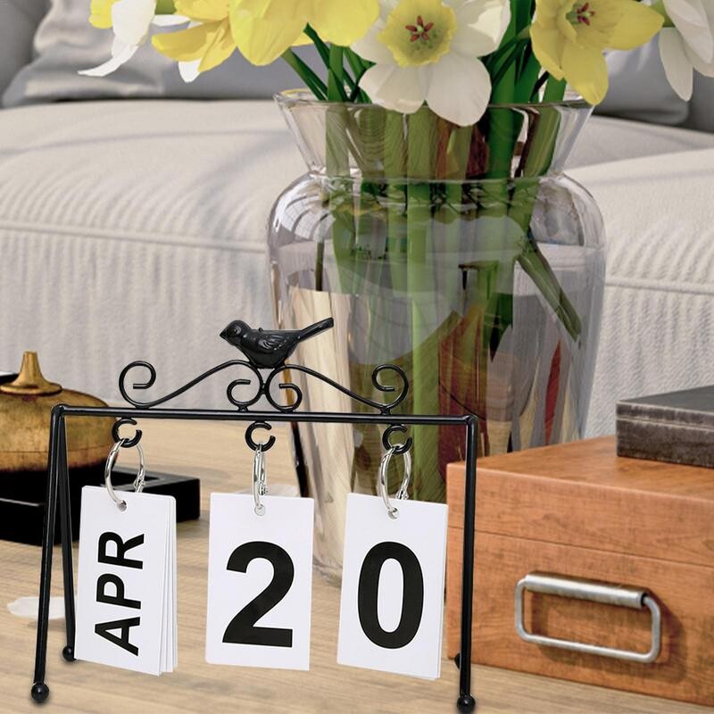 Állandó állandó naptár fém arany asztali naptár Flip Perpetual napi heti havi tervező Vintage otthoni naptár