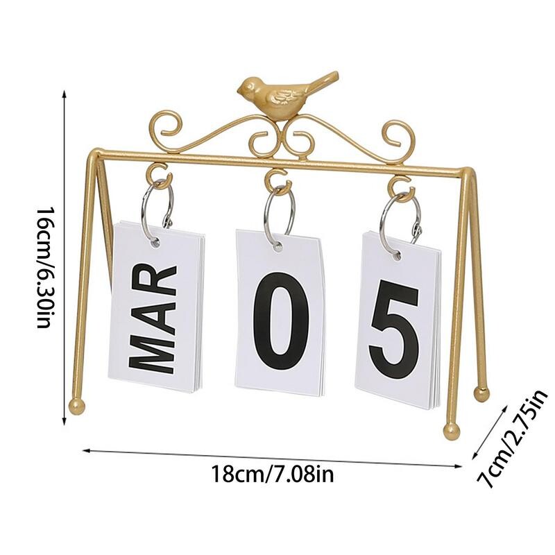 Állandó állandó naptár fém arany asztali naptár Flip Perpetual napi heti havi tervező Vintage otthoni naptár