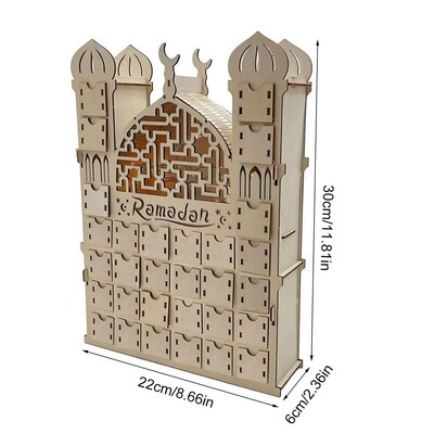 Ramadano atgalinio skaičiavimo kalendorius „Pasidaryk pats“ medinis Eid Mubarako ornamentas medinis stalčius namų vakarėliui dekoruoti amatai, laivas