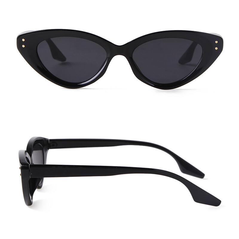 2024. gada jauns modes kaķu acu saulesbrilles sievietēm, retro toņi, krāsaini Rivet Street šaušanas brilles, UV400 saulesbrilles sievietēm