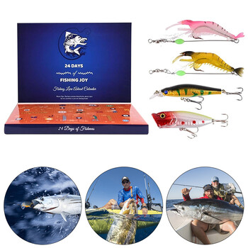 Christmas Fishing Lures Advent Calendar 24 Days Fishing Bait Hooks Advent Calendar Festival Theme Christmas Surprise Gift for Fisher