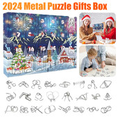 Metāla Puzle Ziemassvētku Adventes Kalendārs Dāvanu Kastīte Ruban Lock Puzle Ziemassvētku Atpakaļskaitīšanas Kalendāra Kastīte Bērnu Prāta spēles rotaļlieta