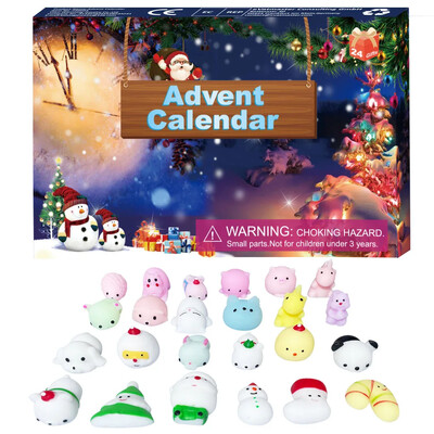 Cutie cu calendar de Advent de Crăciun Jucărie tip Crăciun Mini Mochi Squishies Kawaii animal Jucării squishy Jucării pentru ameliorarea stresului pentru copii