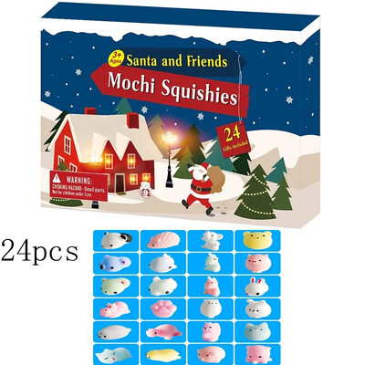 Χριστουγεννιάτικο κουτί ημερολογίου Advent Παιχνίδι χριστουγεννιάτικο τύπο Soft Mini Mochi Squishies Kawaii ζωάκι Squishy Toys Stress Relief Toys παιδικά