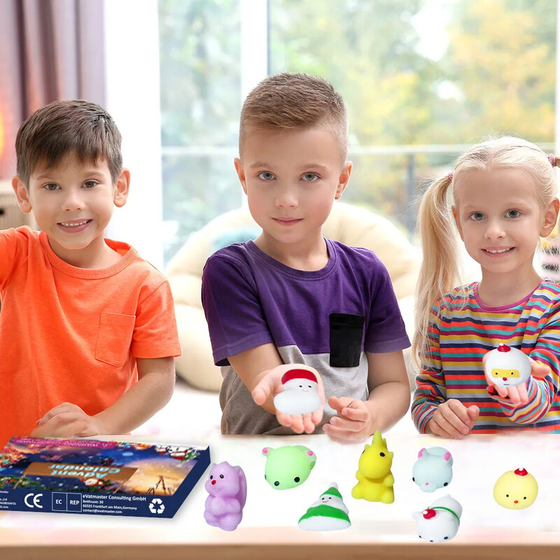 Χριστουγεννιάτικο κουτί ημερολογίου Advent Παιχνίδι χριστουγεννιάτικο τύπο Soft Mini Mochi Squishies Kawaii ζωάκι Squishy Toys Stress Relief Toys παιδικά