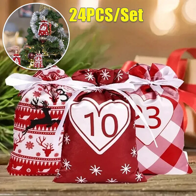 Decoratiuni de Craciun Calendar de Advent Calendar de Advent Pungi Cadou Set DIY Geanta de Bomboane Craciun Fericit Navidad Cadou Copii Decor de Anul Nou