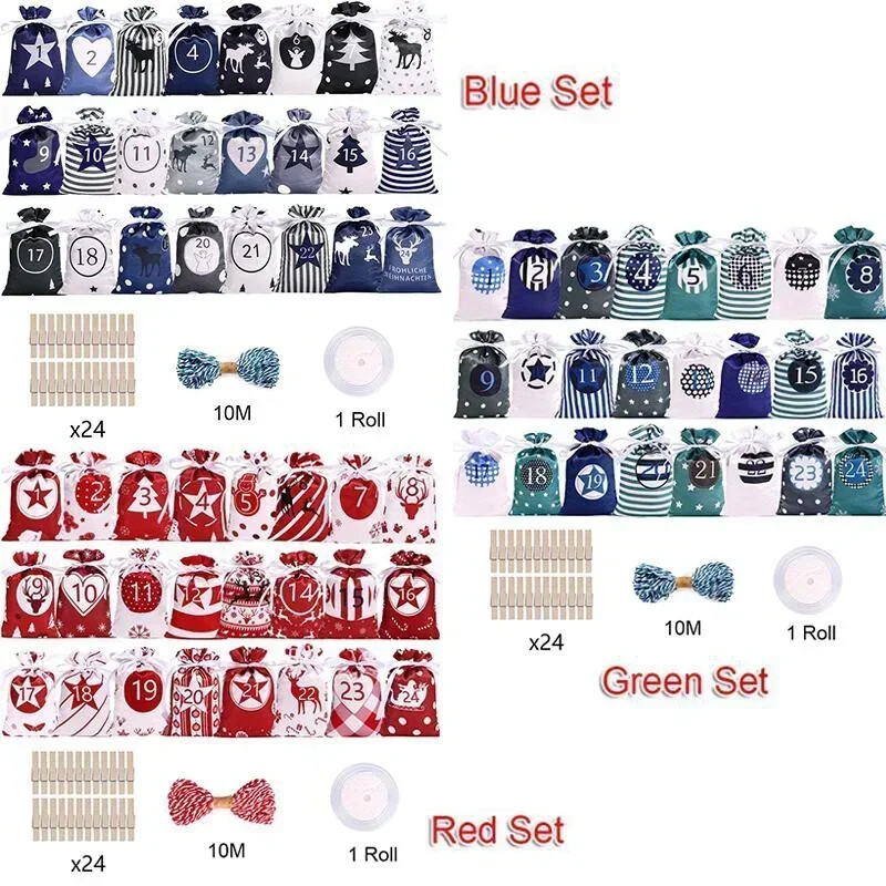 Kalėdų dekoravimas Advento kalendorius Advento kalendorius dovanų maišeliai „pasidaryk pats“ saldainių krepšys Linksmų Kalėdų Navidad Vaiko dovana Naujųjų Metų dekoras