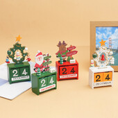 Χριστουγεννιάτικο τετράγωνο ημερολογίου με επαναχρησιμοποιήσιμο & μακράς διάρκειας Ξύλινο χριστουγεννιάτικο ημερολόγιο διακόσμηση γραφείου για ράφια σπιτιού