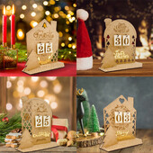 Calendar de Advent din lemn Ornamente de birou de Crăciun Om de zăpadă Cornuri de numărătoare Decorat pentru acasă Cadouri de Crăciun pentru copii Noel Natal 2024