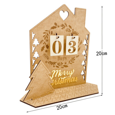 Calendar de Advent din lemn Ornamente de birou de Crăciun Om de zăpadă Cornuri de numărătoare Decorat pentru acasă Cadouri de Crăciun pentru copii Noel Natal 2024