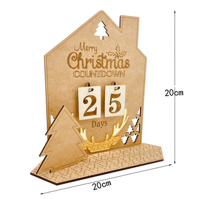 Calendar de Advent din lemn Ornamente de birou de Crăciun Om de zăpadă Cornuri de numărătoare Decorat pentru acasă Cadouri de Crăciun pentru copii Noel Natal 2024