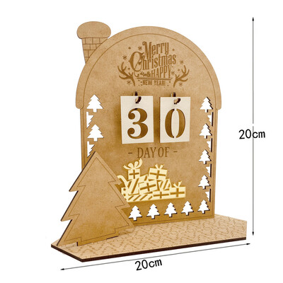Calendar de Advent din lemn Ornamente de birou de Crăciun Om de zăpadă Cornuri de numărătoare Decorat pentru acasă Cadouri de Crăciun pentru copii Noel Natal 2024