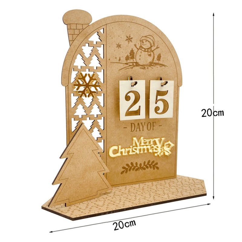 Calendar de Advent din lemn Ornamente de birou de Crăciun Om de zăpadă Cornuri de numărătoare Decorat pentru acasă Cadouri de Crăciun pentru copii Noel Natal 2024