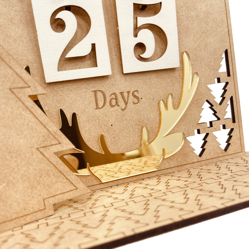 Calendar de Advent din lemn Ornamente de birou de Crăciun Om de zăpadă Cornuri de numărătoare Decorat pentru acasă Cadouri de Crăciun pentru copii Noel Natal 2024